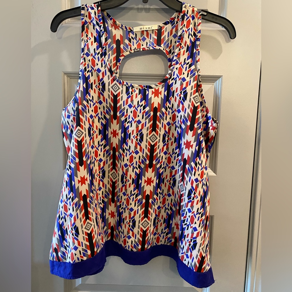 Fun colorful tank top with back cut-out!